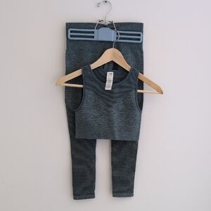 Gray Sleeveless Top and Leggings Set